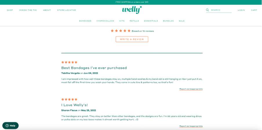 Product page SEO Welly example